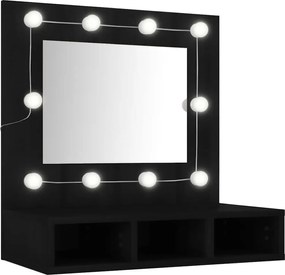 vidaXL Dulap cu oglindă și LED, negru, 60x31,5x62 cm