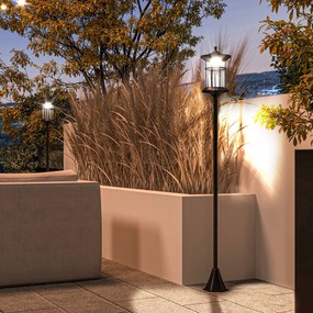 Outsunny Set de două lampioane solare tradiționale de 1,8m - Negru | Aosom Romania