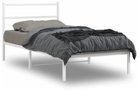 355409 vidaXL Cadru de pat din metal cu tăblie, alb, 100x200 cm