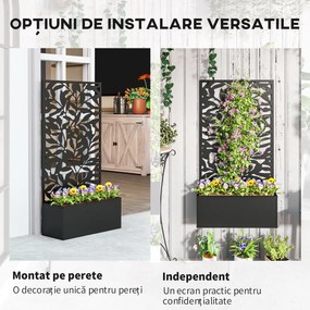 Outsunny Ghiveci cu spallier pentru plante cățărătoare din oțel, montare pe perete sau pe podea, 61x23x113 cm, negru | Aosom Romania