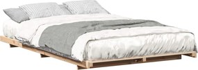 vidaXL Cadru de pat de podea Maro 135 x 190 cm Lemn masiv de pin