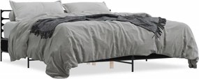 vidaXL Cadru de pat negru 180x200 cm din lemn prelucrat și metal
