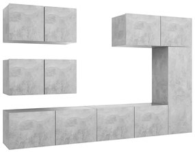 3079135 vidaXL Set de dulapuri TV, 6 piese, gri beton, lemn prelucrat