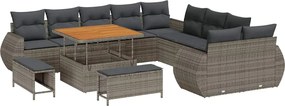 vidaXL Set de canapele pentru grădină 13 pcs Gri poliratan