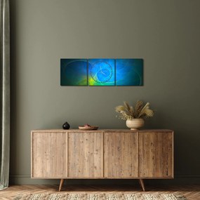 Tablou cu abstracțiune albastră (cu ceas) (90x30 cm)