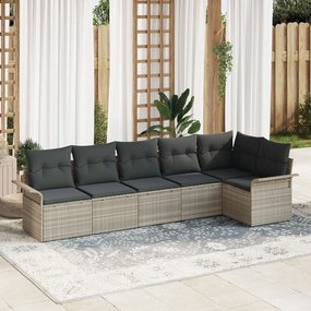 vidaXL Set de canapele pentru grădină 6 pcs Gri deschis Rattan poli