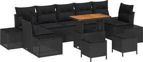 vidaXL Set de canapele pentru grădină 10 pcs Negru Rattan poli