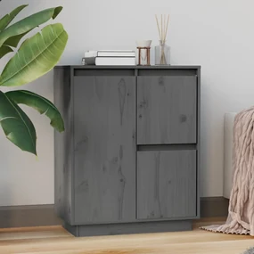 813392 vidaXL Servantă, gri, 60x34x75 cm, lemn masiv de pin