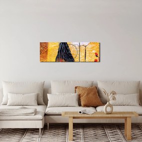 Tablou - Balerine dansînd, pictură în ulei (cu ceas) (90x30 cm)