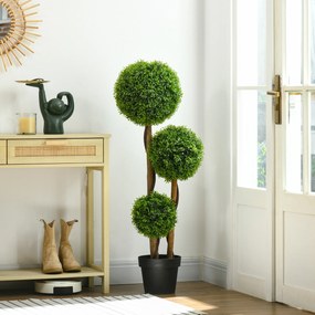 HOMCOM Plantă Artificială de Buxus cu 3 Ffere și Frunze de Bambus | Aosom Romania