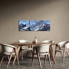 Tablou - Munții pictați (cu ceas) (90x30 cm)