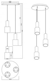 Lustră pe cablu WAILER 3xGU10/5W/230V gri Trio