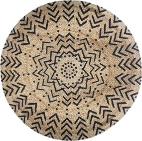 Covor rotund din iută, Ø 120 cm, imprimeu geometric