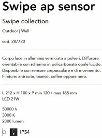 Aplica LED cu senzor de miscare pentru exterior IP54 Swipe ap alba