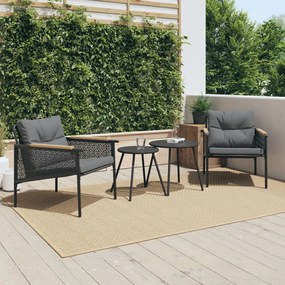 4009302 vidaXL Set mobilier de balcon, 4 piese, cu perne, negru, oțel