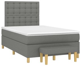 vidaXL Pat box spring cu saltea, gri închis, 120x190 cm, textil
