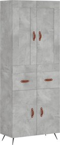 vidaXL Dulap înalt, gri beton, 69,5x34x180, lemn compozit