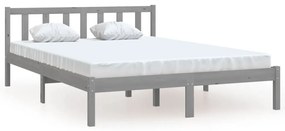 810054 vidaXL Cadru de pat mic dublu, gri, 120x190 cm, lemn masiv de pin