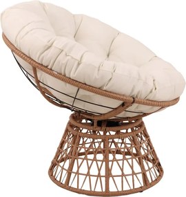 Scaun din ratan PE, rotativ 360 grade, perna Bej– Relaxare premium pentru grădina ta