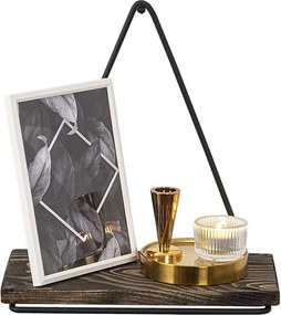 Polita BEGONIA, nuc/negru, lemn/metal, 27x15x28 cm
