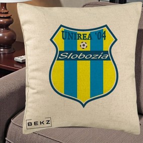 Perna Personalizata Unirea '04 Slobozia Fotbal, 40x40 cm, Bej, Husa Detasabila, Perna Inclusa, BEKZ®