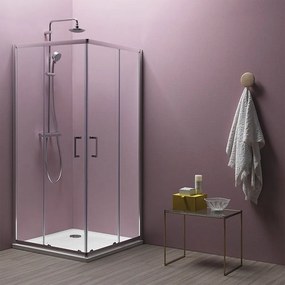 Cabina de dus patrata cu usi glisante Kolpasan Eco Quat 90x90, 185 cm inaltime
