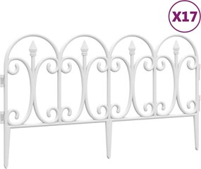 vidaXL Borduri de gazon, 17 buc., alb, 10 m, PP