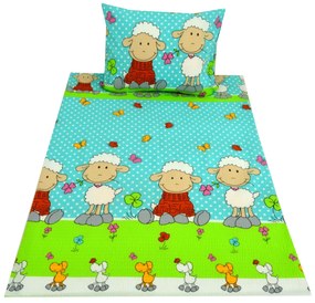 Lenjerie de pat pentru patut OVECKY albastra Dimensiune lenjerie de pat: 45 x 65 cm | 90 x 135 cm