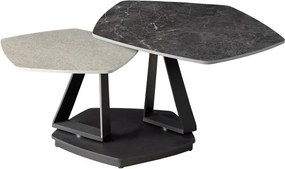 Masuta de cafea moderna cu doua blaturi rotative din ceramica Movement 80-130cm