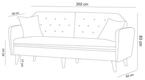 Canapea extensibila cu 3 Locuri Weghorst, 202 x 83 x 82 cm