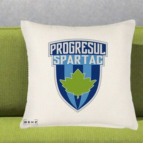 Perna Personalizata Progresul Spartac Fotbal, 40x40 cm, Crem Reliefat, Husa Detasabila, Perna Inclusa, BEKZ®