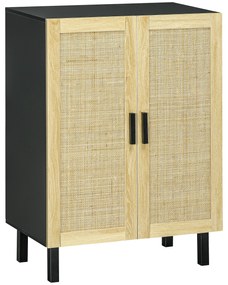 HOMCOM Bufet inalt mobila de depozitare design boem dubla usi cu 3 rafturi in canepa - 73 x 41 x 102 cm | Aosom Romania