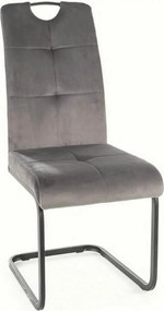 Scaun AXO, gri/negru, stofa catifelata/metal, 43x47x101 cm