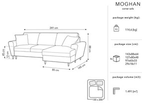 Colțar extensibil cu tapițerie reiată și șezlong pe partea dreaptă Micadoni Home Moghan, bej