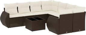 vidaXL Set canapele de grădină cu perne, 9 piese, maro, poliratan