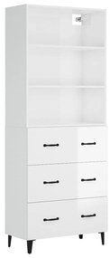 3115160 vidaXL Dulap înalt, alb extralucios, lemn prelucrat