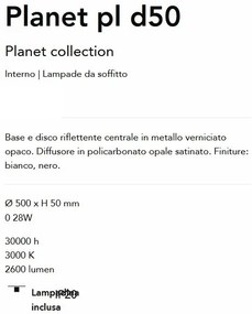 Plafoniera LED design circular Planet pl d50 negru