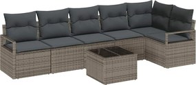 vidaXL Set de canapele pentru grădină 7 pcs Gri deschis poliratan