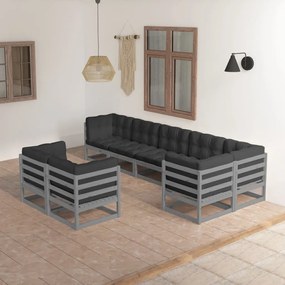 3076706 vidaXL Set mobilier de grădină cu perne, 8 piese, lemn masiv de pin