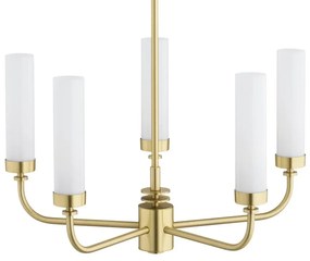 Candelabru 5 brate, alama periata, sticla alb mat PRESTON 2195