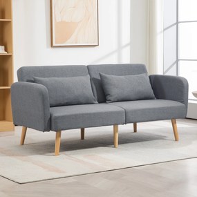 HOMCOM Canapea convertibilă 3 locuri design clic clac spătar reglabil și brațe reglabile material efect de lin gri | Aosom Romania