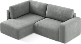 Colțar gri extensibil/cu spațiu de depozitare cu tapițerie din chenille (cu colț pe partea stângă/în formă de ”L”) Kona – Makamii