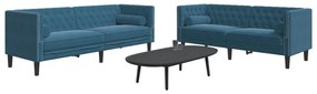 vidaXL Set canapele Chesterfield perne rulou 2 piese albastru catifea
