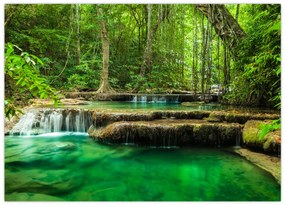 Tablou pe sticlă - Cascada Erawan din Kanchanaburi, Thailanda (70x50 cm)