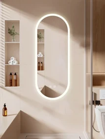 Oglindă baie, Multifuncțională, Iluminare LED Touch, Intensitate reglabila, Sistem Dezaburire, 100x40 cm