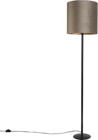 Lampă de podea neagră cu abajur din catifea taupe și auriu 40 cm - Simplo