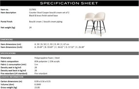 Set de 2 scaune de bar pivotante, design LUX, Counter Stool Cooper crem