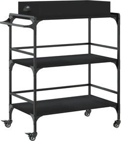 vidaXL Cărucior de bucătărie, negru, 81,5x41x92,5 cm, lemn prelucrat