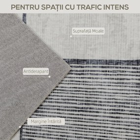 HOMCOM Covor Modern Antiderapant cu Linii Geometrice din Poliester, Multicolor | Aosom Romania