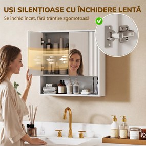 HOMCOM，Dulap de Baie Suspendat, Uși Soft-close, Raft Reglabil，60 x 16 x 60 cm，Alb | Aosom Romania